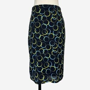 Vintage Y2K New York & Company black mesh stretchy geometric print skirt mod M